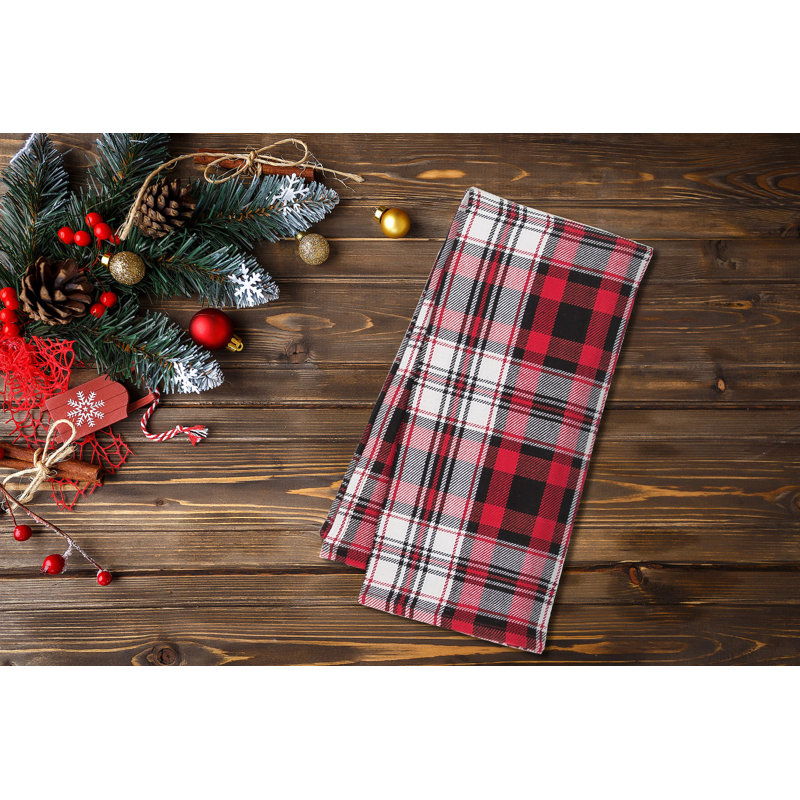 Fireside Plaid Red & Black Woven Dishtowel