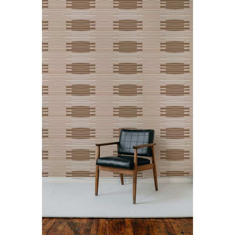 Zaire 10' L x 25" W Wallpaper Roll, Faux Grasscloth, Peach/Tan, Non-pasted