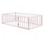 Structure de lit simple en métal avec clôture et porte, rose-107888969-110042961