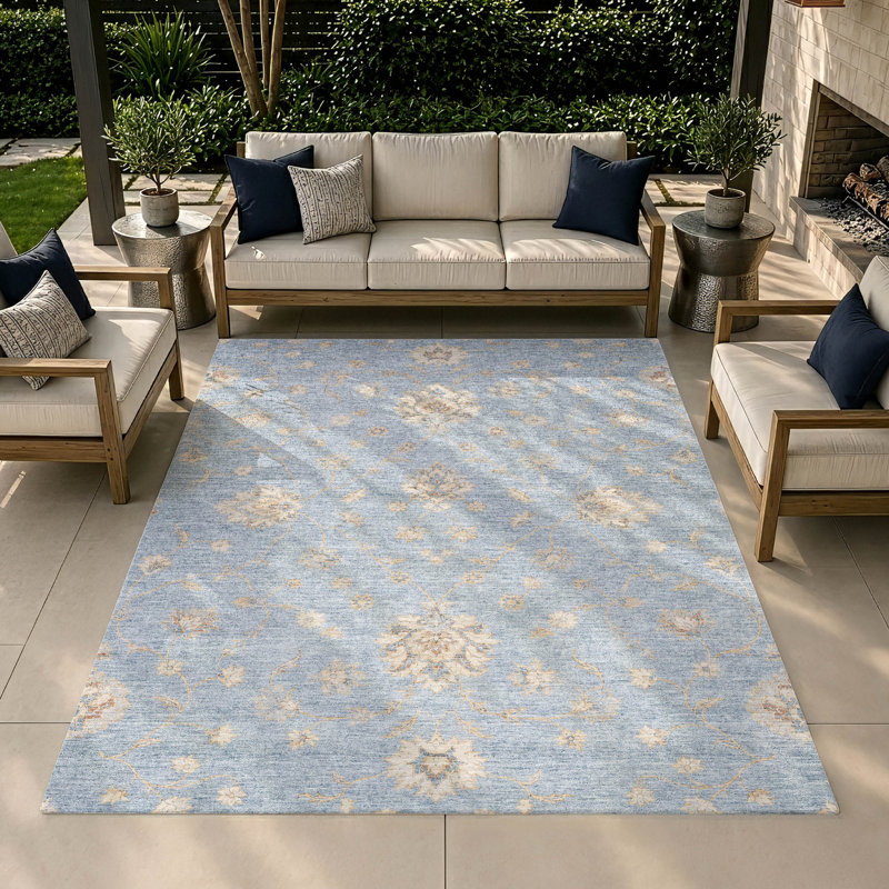 Tapis Chantille ACN3076 Global, lavable à la machine, intérieur/extérieur, En jean, 10 pi x 14 pi