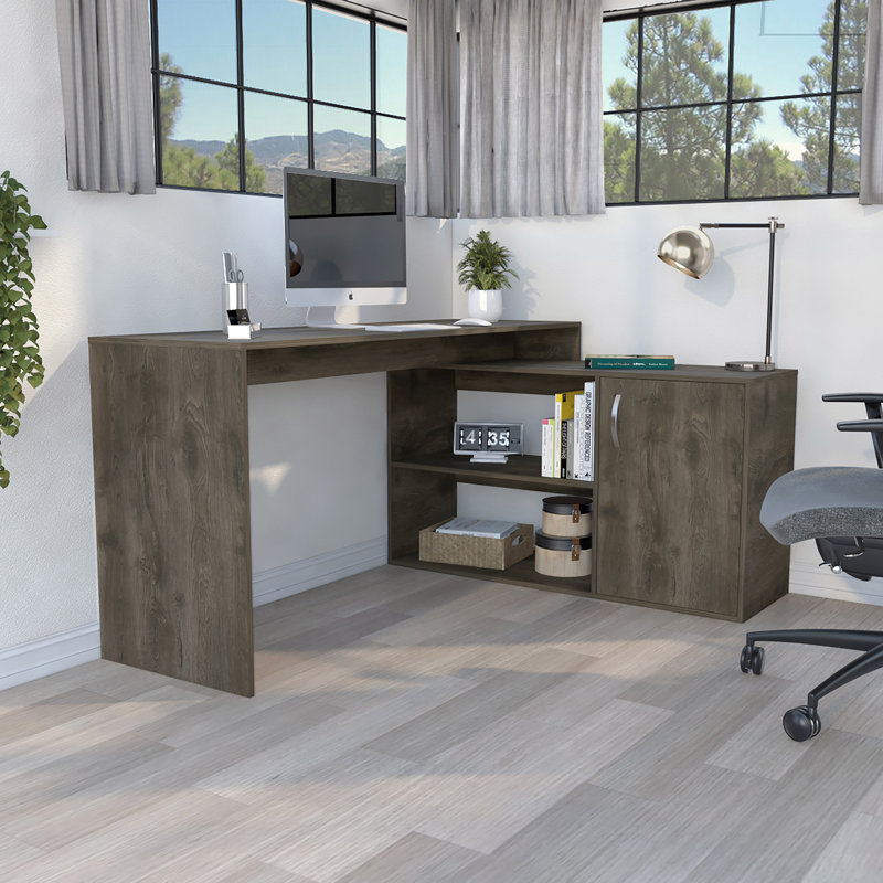 Bureau d'ordinateur en L Axis, Marron foncé