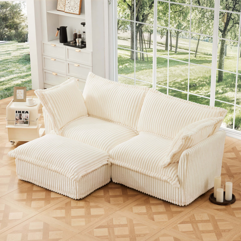 Canapé modulaire convertible polyvalent avec coussins détachables et repose-pieds pour la détente