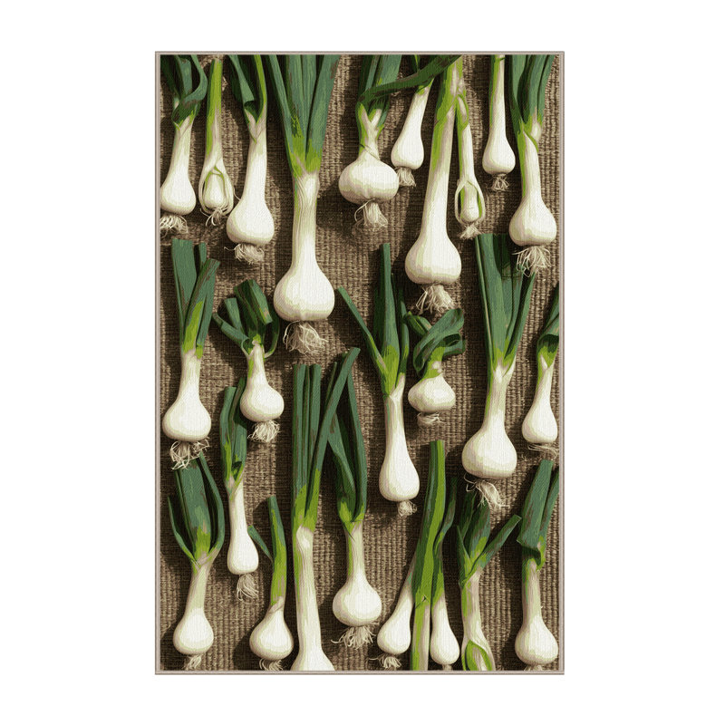 Tapis lavable vert légumes oignon vert, Rectangulaire 3 pi x 5 pi