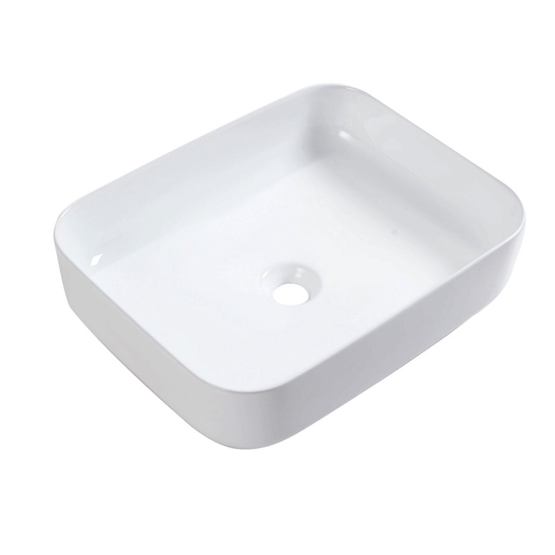 20X15 Inch White Ceramic Rectangular Vessel Bathroom Sink
