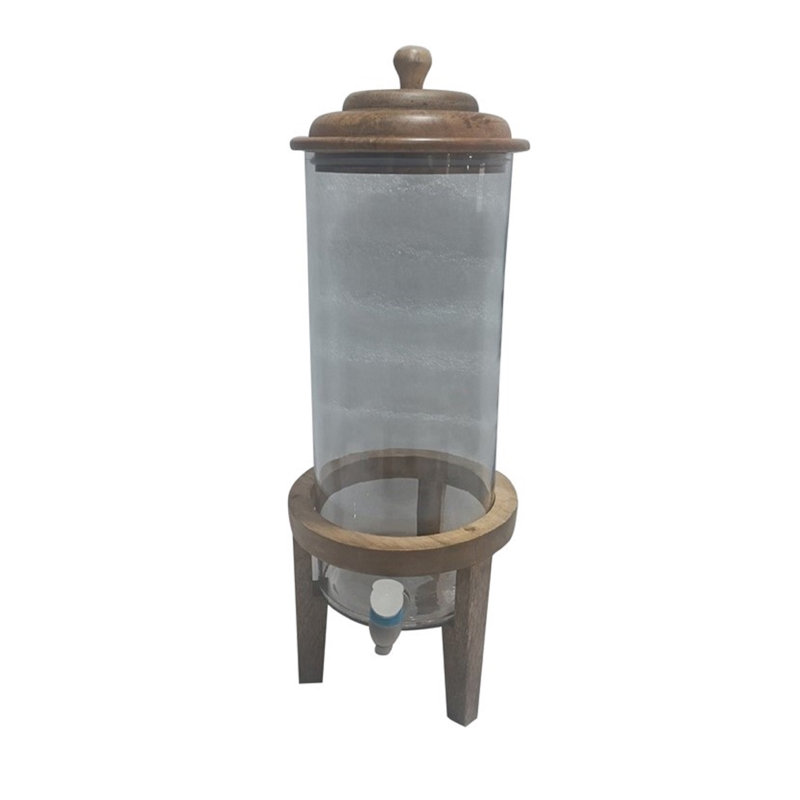 Pot à eau avec bois de manguier, H 21,7 po x l 7,9 po x P 7,9 po