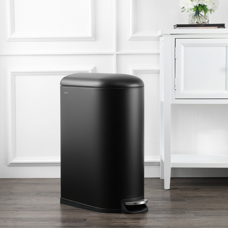 Poubelle à pédale en acier Roland, Noir, 2,64 gallons