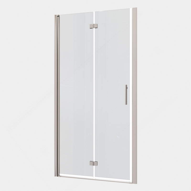 Porte de douche pivotante universelle à ajustement de 1 3/8 po avec finition en verre trempé de 1/4 po 3272, Chrome chrome