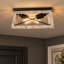 Plafonnier encastré 2 lumières avec accents de bois de grange-1161444981