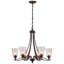 Lustre classique / traditionnel en bronze huilé à 6 lumières avec abat-jour en verre bullé-1215563806