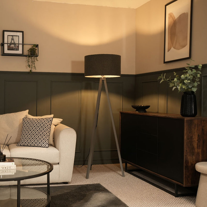 Baleine 132cm Tripod Floor Lamp Set, Charcoal, No, Polished