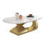 Table basse moderne en pierre frittée avec base en acier inoxydable - Centre de table de salon élégant-553400515