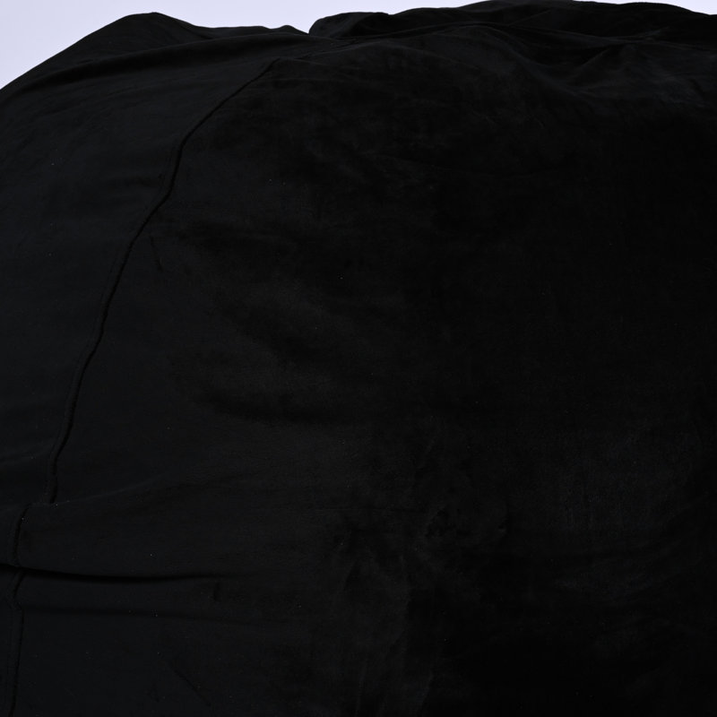Fauteuil à billes en velours de 4 pi, noir pour utilisation système et méthode, housse lavable, tissu extensible, fauteuil de chambre à coucher confortable, rembourré de mousse à mémoire de forme déchiquetée de 4 pi, noir, uni