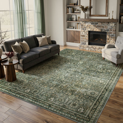  Tapis lavable à motif floral rétro, tapis antidérapants doux pour la chambre à coucher, le salon et la salle à manger