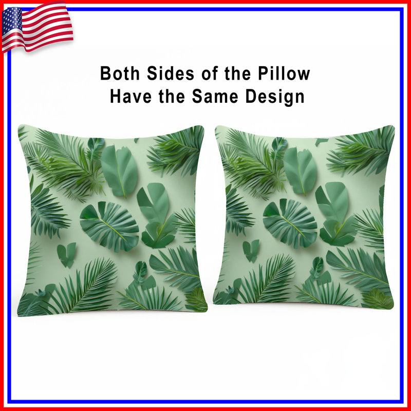 Tropical Palm Leaves Double Sided Throw Pillows, 20 x 20 inches