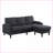 Sectional Sofas Charcoal Gray 3-Seat with Storage Ottoman, USB Ports for Small Spaces | Dark Grey | Wood+Fabric