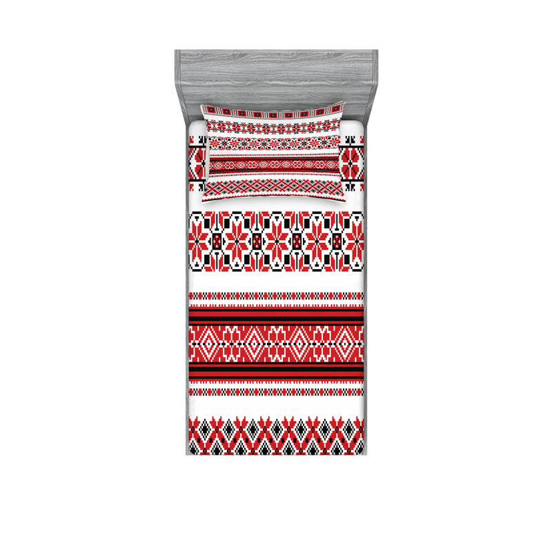 Drap-housse et coussin décoratif Ambesonne, Ensemble de draps-housses pour lit simple + 2 taie