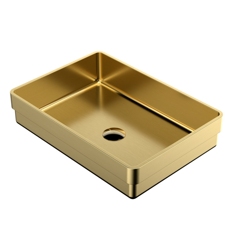 Karran Cinox 14.25'' Stainless Steel Rectangular Bathroom Sink, Gold