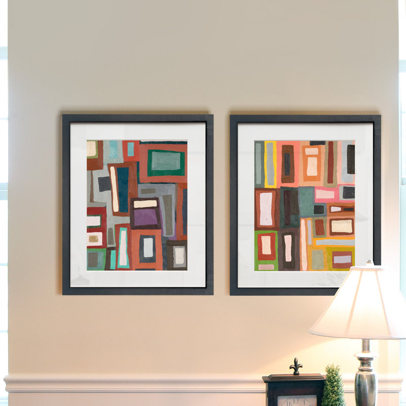 Color bloquant I-ensemble de 2 reproductions d’art encadrées sur papier