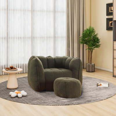Fauteuil à billes avec repose-pieds en chenille