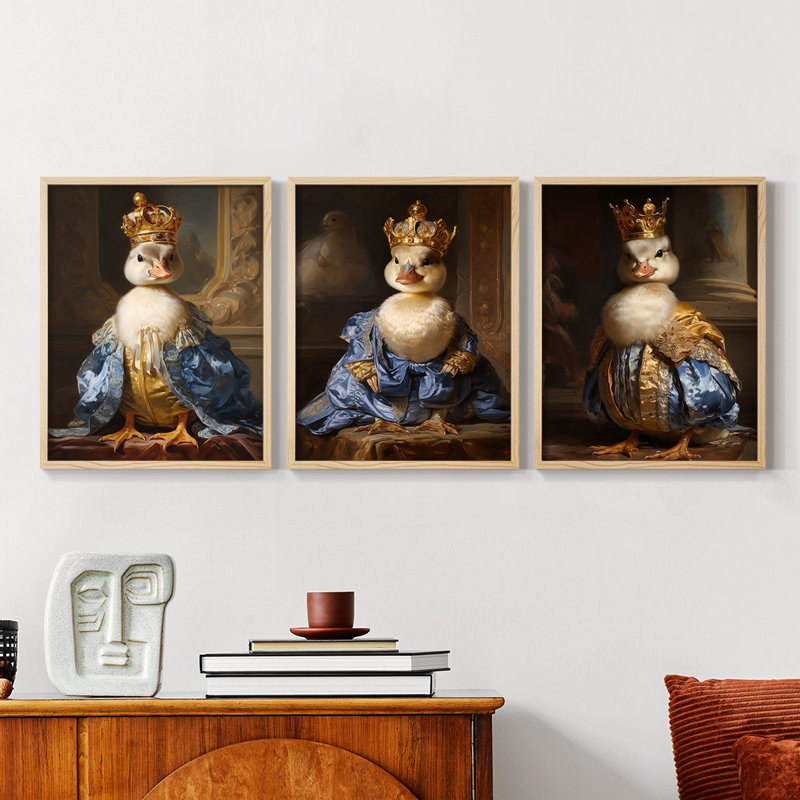 Série royale d'animaux LXIX - ensemble de 3 estampes numériques encadrées - prêt à être accroché, H 10 po x l 8 po