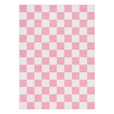 6x9 Plaid Washable Area Rug - Low Pile, Stain-Resistant, Non-Slip TPR Backing for Living Room, Bedroom & Dining Room