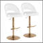 Tabouret de bar réglable avec pivot en métal doré et similicuir blanc avec repose-pieds rond en T - ensemble de 2-69035696-69035699