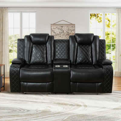 Double Power Recliner Sofa with Cup Holders, USB Charging & Hidden Storage, Modern Electric Loveseat for Living Room Home Theater,Black