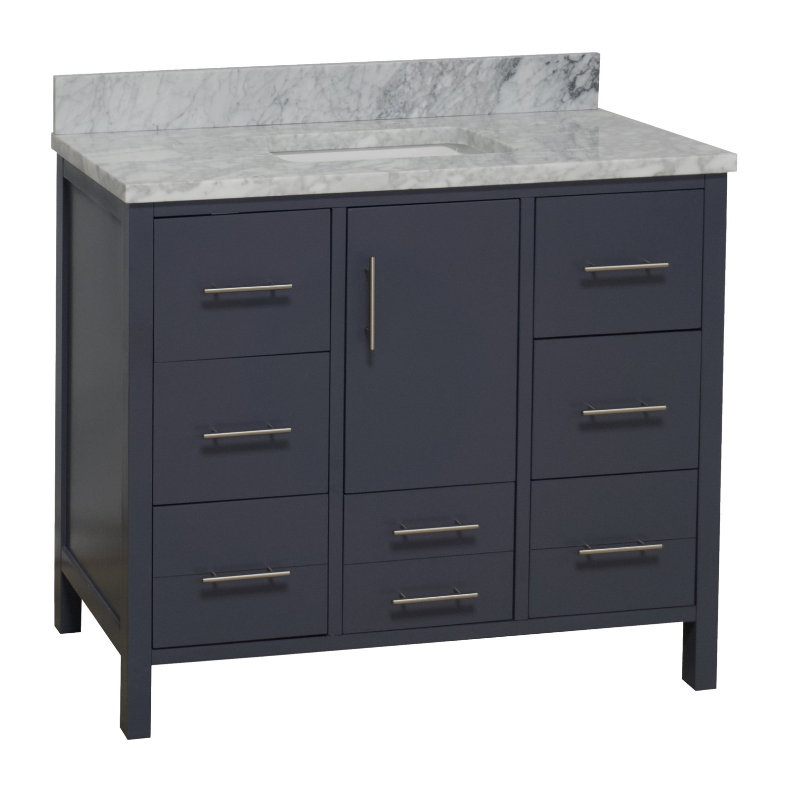 Kiara 42'' Single Bathroom Vanity, Charcoal Gray, Carrara Marble