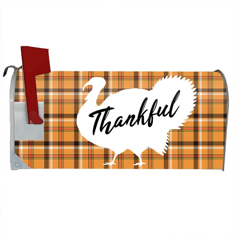 Couvercle de boîte aux lettres magnétique Thanksgiving Home, H 5 po x l 20 po, Orange / blanc / noir