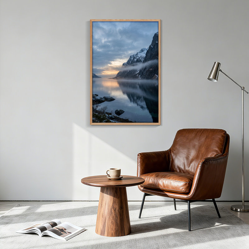 Ensemble de 1 tableau sur toile représentant un lac de montagne, H 24 po x l 18 po, Naturel
