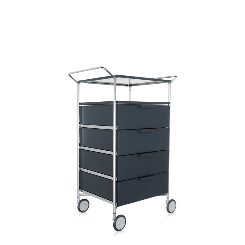 Mobil Storage Drawer, Translucent Ice, 4 Drawers with Open Shelf and Wheels