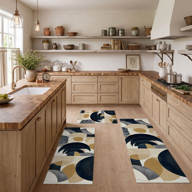 Tapis de cuisine géométriques abstraits et lavables antidérapants