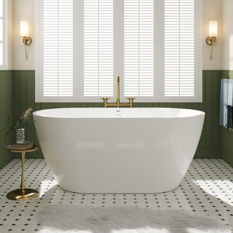 Baignoire de trempage autoportante Bali, H 22,80 po x L 55,10 po x l 28 po, Chrome Drain