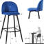 2 pièces en velours, chaise de bar avec comptoir. Pieds et repose-pieds en métal robuste. Bleu. Assemblage facile pour la cuisine de 2 tabourets, hauteur du revêtement.