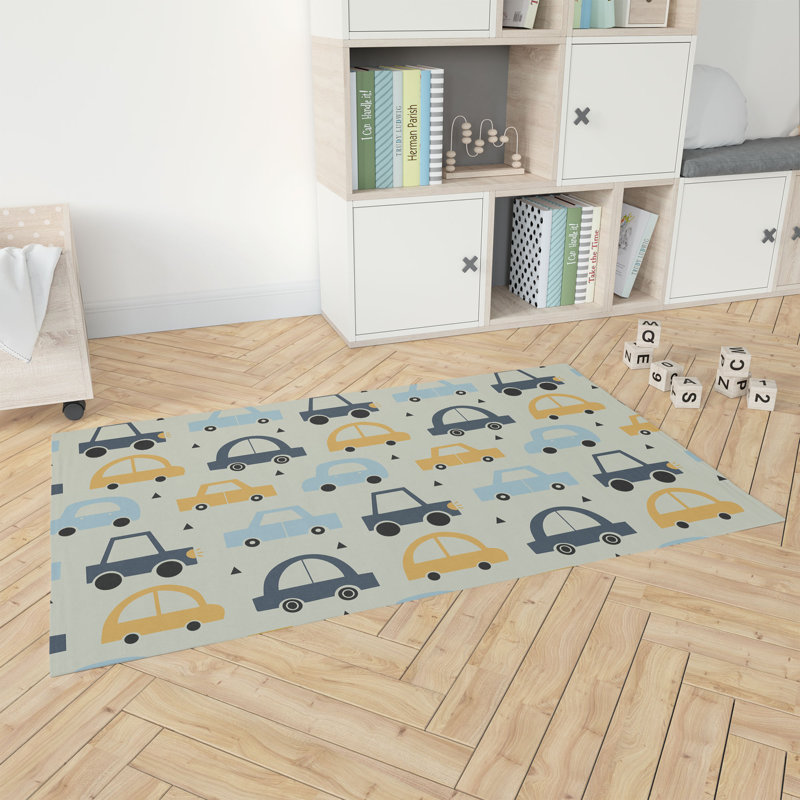 Driveway Colorized Kids Play Mat, Rectangle 3' x 5', Light Green/Yellow