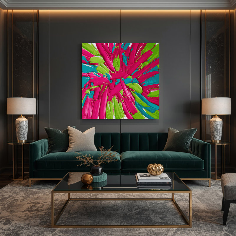 «Neo Expressionism 43», art mural sur toile rouge, H 16 po x l 16 po