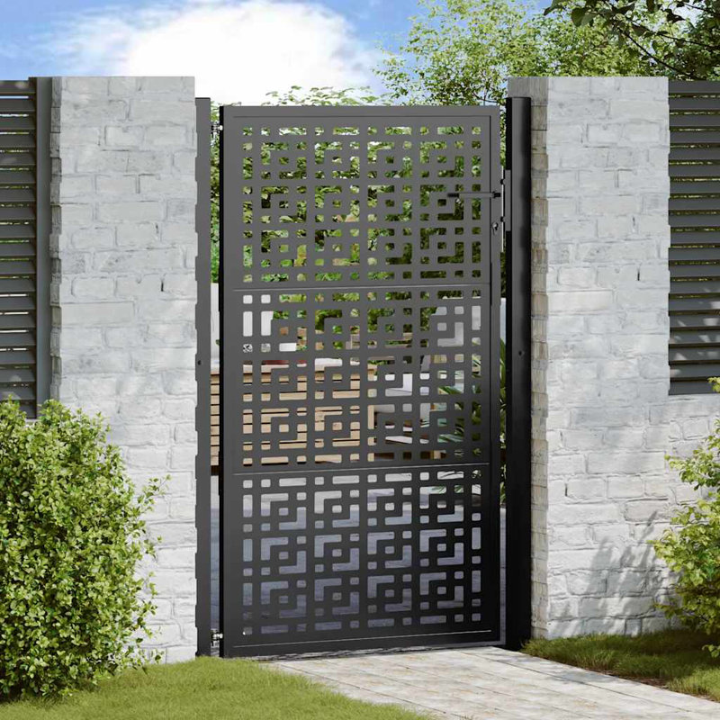 Porte de jardin vidaXL en forme de croix en acier noire de 105 x 155 cm, Noir, 39,4 po x 59,1 po