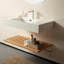 36" Bathroom Vanity Wall-mounted Floating White Rectangular Acylic Basin, Striped Shelves Layer-1990796199