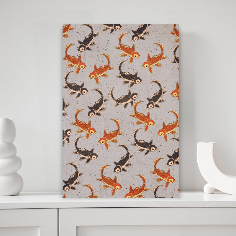 «Graceful Koi», élégant, art traditionnel de poisson rustique traditionnel, H 18 po x l 12 po