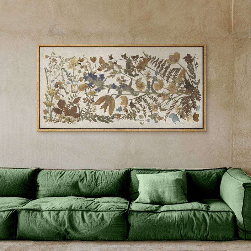 Art floral rétro botanique rétro, impression d'art panoramique horizontal abstrait, décoration de salon, H 30 po x l 60 po