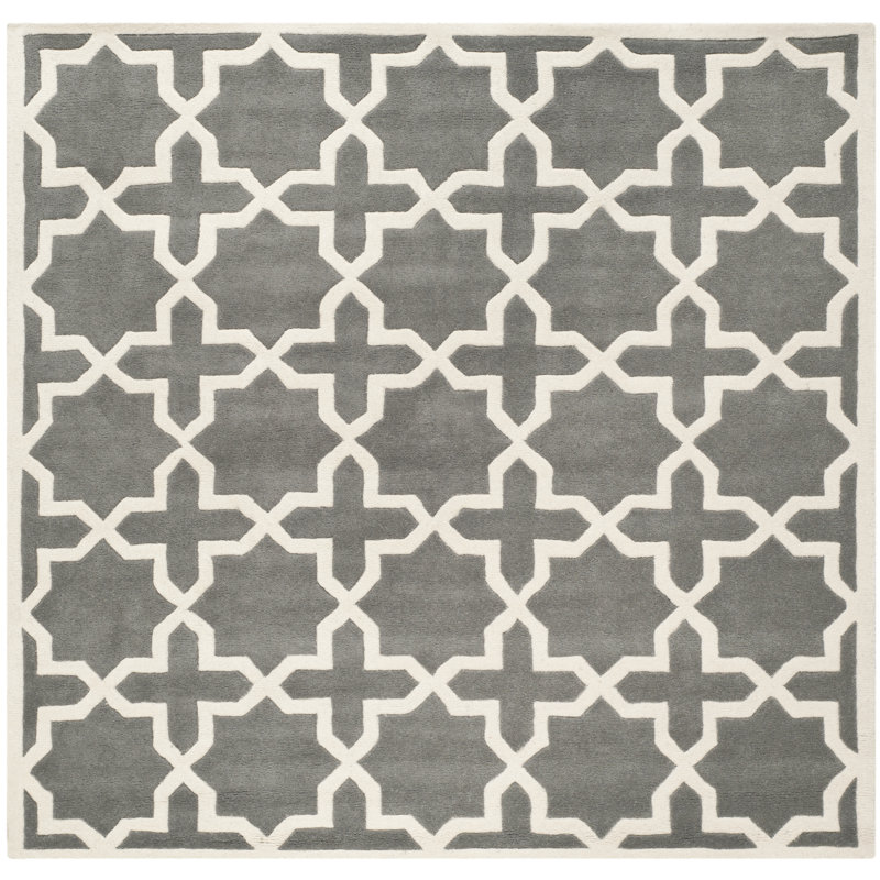 Tapis ivoire / mauve en laine touffeté à la main Deedgra