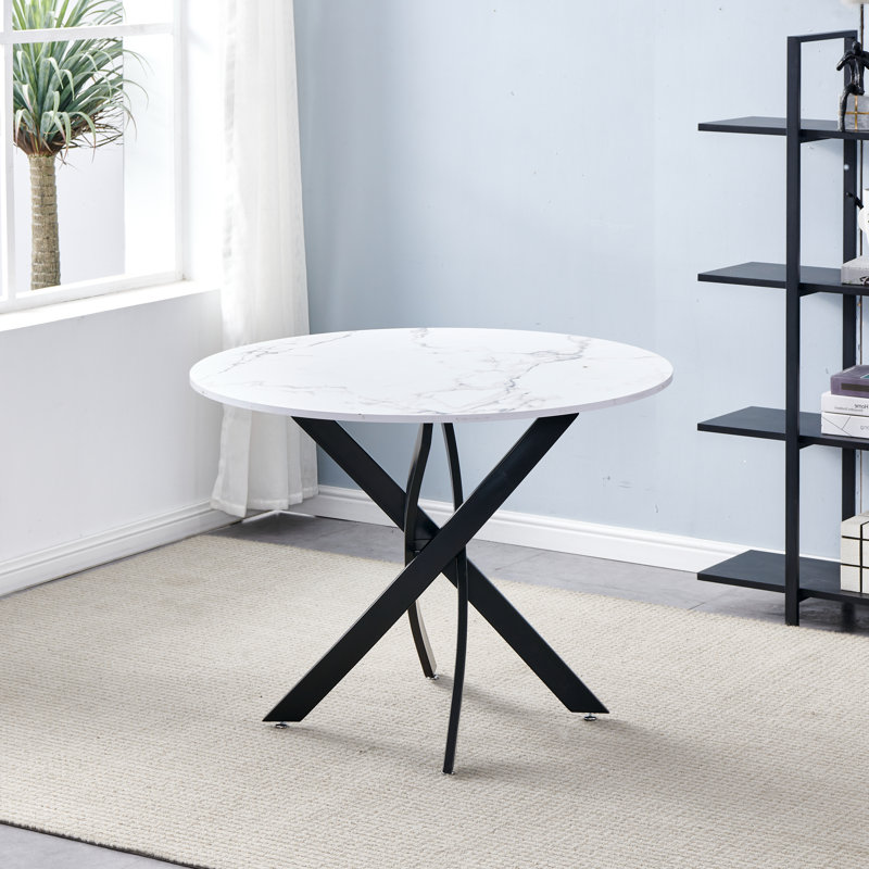 Round with Steel Base Dining Table