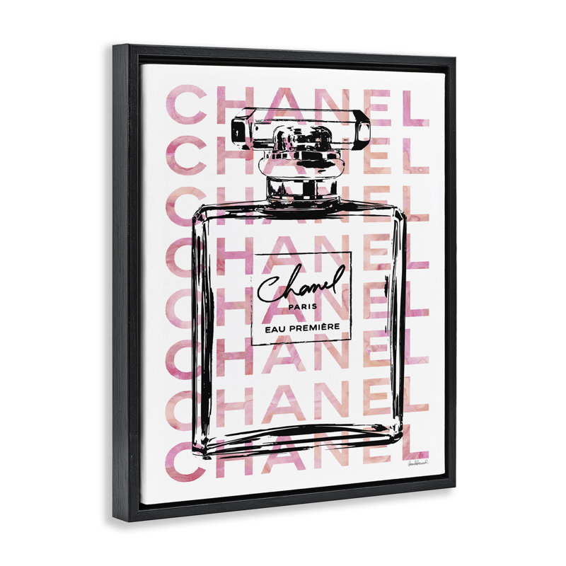 «Glam Perfume Bottle» par Amanda Greenwood, Cadre flottant noir de jais, H 31 po x l 25 po x P 1,7 po