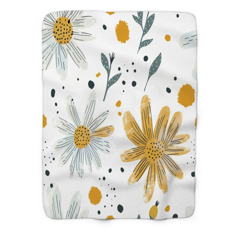 Couverture en sherpa 1 pièce Daisy Check, L 60 po x L 80 po