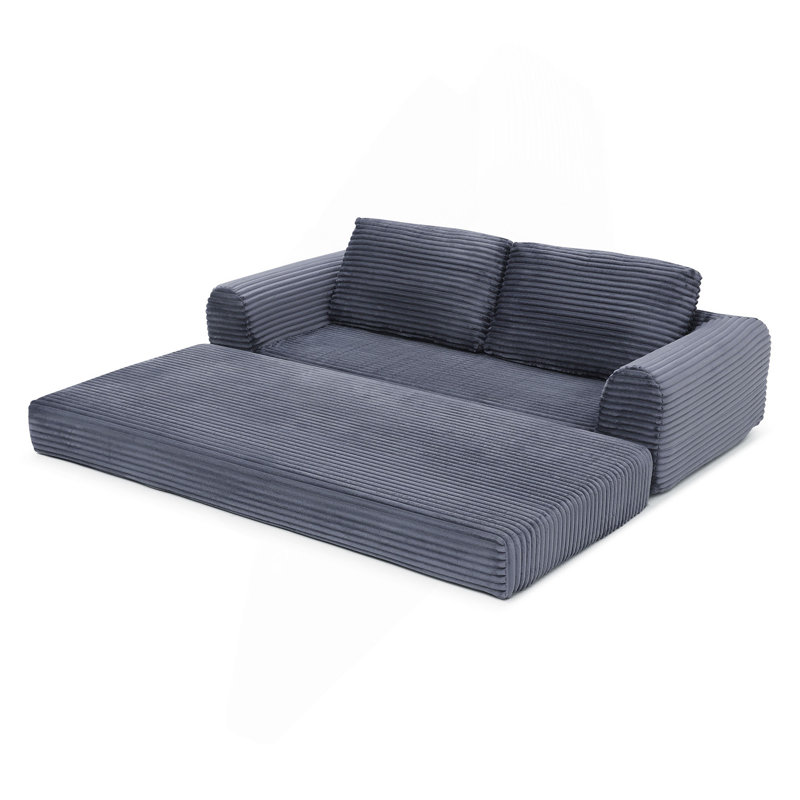 2-In-1 Folding Convertible Sofa Bed, Modern Corduroy Sleeper Couch With 2*Pillows, Futon Modular Upholstered Boneless Sofa With Pull-Out Bed,Folding Floor Modular Couch For Living Room