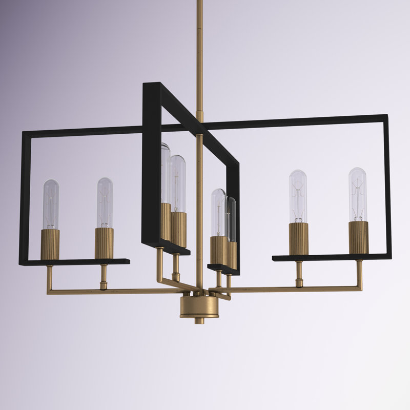 Lustre carré / rectangulaire à 8 lumières pour îlot de cuisine Luka