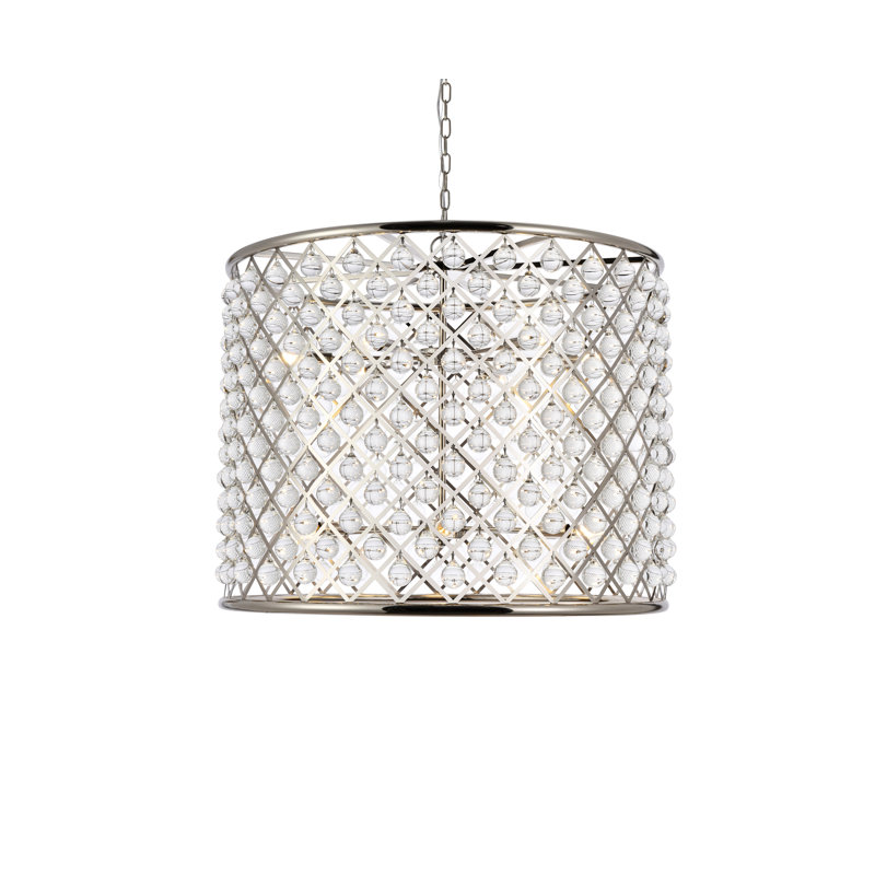 Lustree tambour 12 lumières unique Swinney, Nickel poli