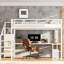 Lit mezzanine à grain de bois blanc avec grand lit, escalier, charge, luminaire à DEL et garde-robe pour la chambre des adolescents, rangement