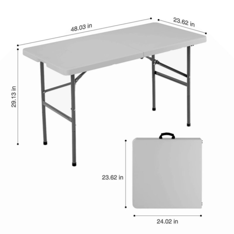 48-Inch Gray Metal and Plastic Folding Camping Table