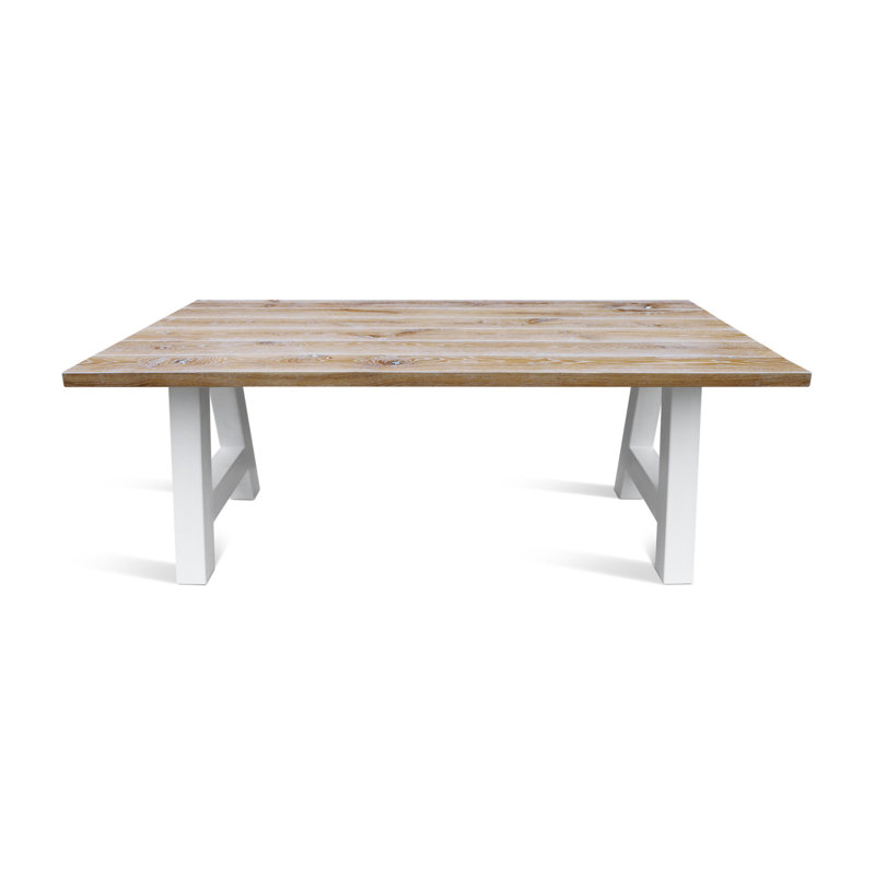 Medaryville Oak Solid Wood Top Metal Base Dining Table